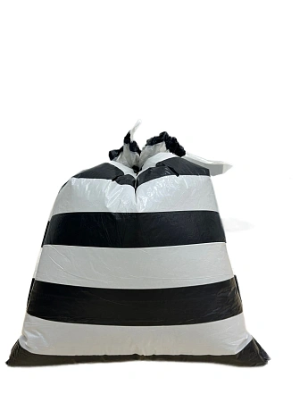 Мешки для мусора с завязками 60 л, 20 шт. ПВД 40 мкм, серия ZebrOK, черно-белые, полосатые - Вид 3